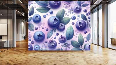 A close up of a bunch of blue berries on a white background Wall mural