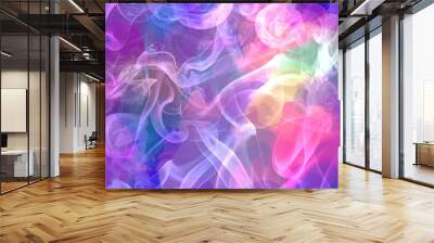 White smoke on purple brush strokes background. Wall mural