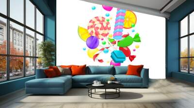 Candy background set isolated on white background. Sweet set wit Wall mural