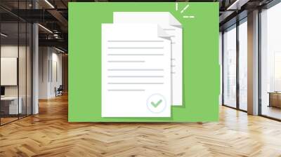 documents icon. stack of paper sheets. confirmed or approved document. flat illustration isolated on Wall mural