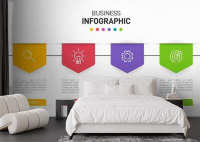 Infographic design with icons and 4 options or steps. Thin line vector. Infographics business concept. Can be used for info graphics, flow charts, presentations, web sites, banners, printed materials. Wall mural