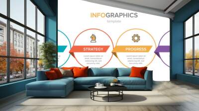 Infographic design with icons and 6 options or steps. Thin line vector. Infographics business concept. Can be used for info graphics, flow charts, presentations, web sites, banners, printed materials. Wall mural