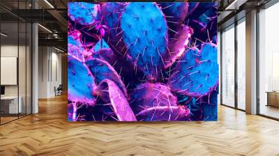 tropical cactus. neon colors. modern style Wall mural