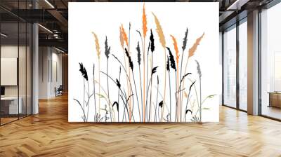 Silhouette of the steppe grass Wall mural