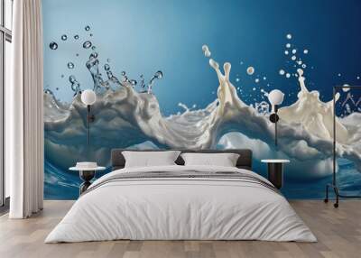 Milk day ,Milk wave on blue background Wall mural