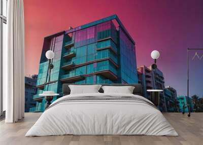 Vibrant color gradient abstract architecture Wall mural