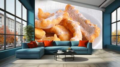 Sweet crunchy stick with sugar powder on the white plate Wall mural