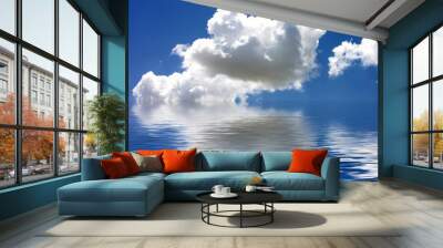 blue sky & clouds reflected in water Wall mural