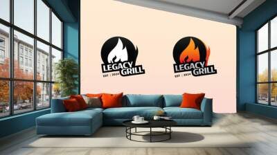 Premium Type Luxury Logo Type Restaurant and fast food logo, logo mark for legacy grill, bar b Que, BBQ, B B Q logo Wall mural