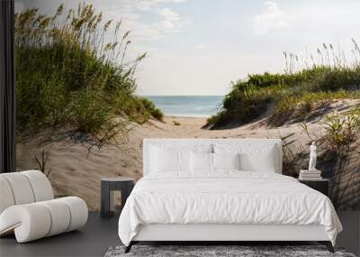 Sandy pathway to Coquina Beach on the Outer Banks in North Carolina at Cape Hatteras National Seashore. Wall mural