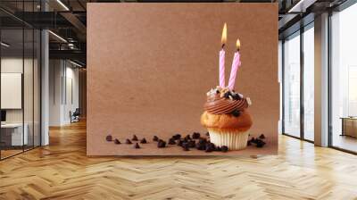 birthday cupcake with candles Wall mural