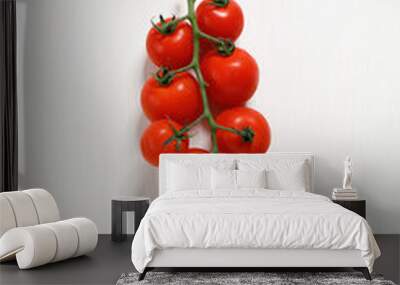 fresh red tomatoes on white wooden table. Wall mural