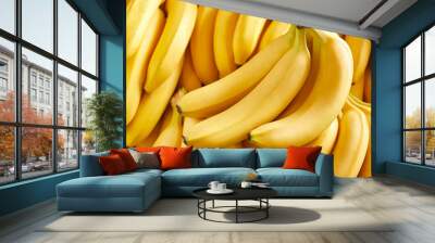 Bunch of fresh bananas in the organic food market Wall mural