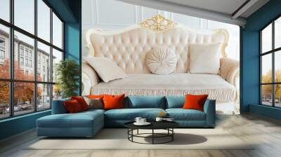 beautiful white expensive sofa inside the light interior Wall mural