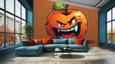 illustration ripe evil fruit apple Wall mural