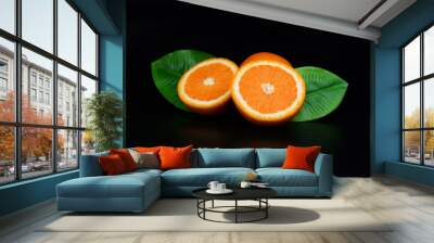 two half ripe orange fruit Wall mural