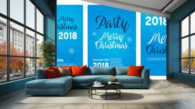 Banner for a party. New Year cards. Congratulations on the New Year and Christmas Wall mural