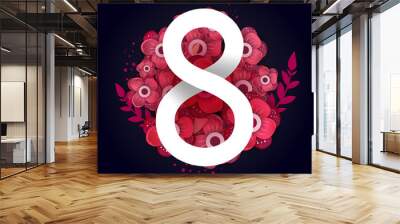 Red 8 number  lustration Wall mural