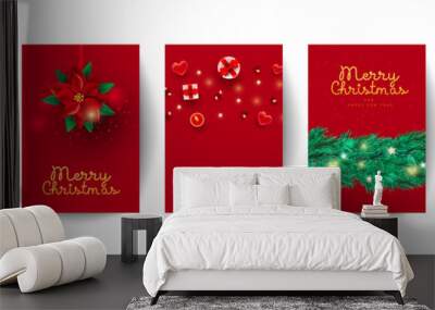 Set of 2024 Christmas and Happy New Year Card templates. Design for greeting card, invitation, cover, poster, calendar 2025 Wall mural