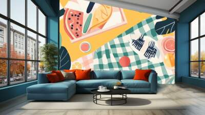 Picnic Large color block illustration  Wall mural