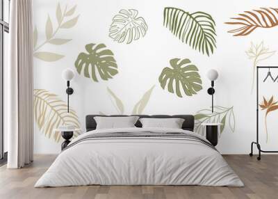 Collection set of Tropical leaves Wall mural