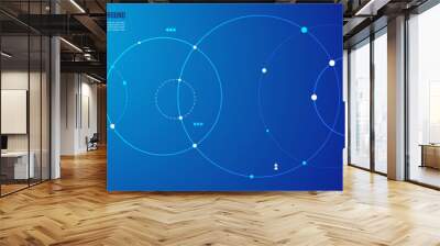 Abstract geometric background with plexus circles and dot. Vector illustration of minimalistic design for banner design or header Wall mural