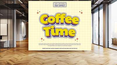 Editable text effect Coffee time 3d cartoon template style modern premium vector Wall mural