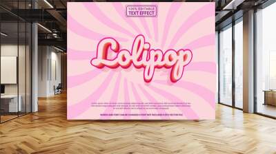 Editable text effect Happy Lolipop day 3d cartoon template stlye modren premium vector Wall mural