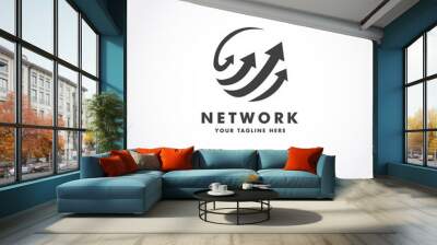 black globe arrow up Wall mural