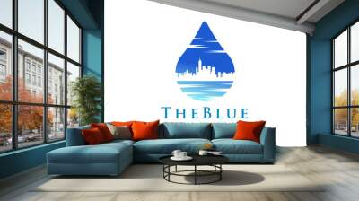 blue water town building city logo icon symbol design template illustration inspiration Wall mural