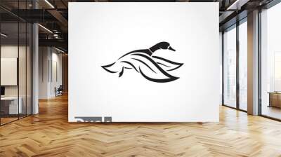 line art Flying duck, goose, swan logo Wall mural