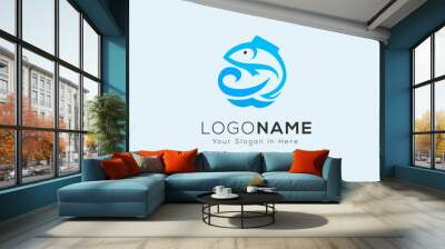 Simple black fish logo Wall mural