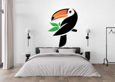 Simple nature toucan bird art style logo symbol icon design inspiration illustration Wall mural