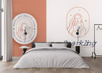 beauty salon woman hairstyle logo design Wall mural