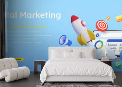 Digital Marketing seo strategy concept banner design Wall mural