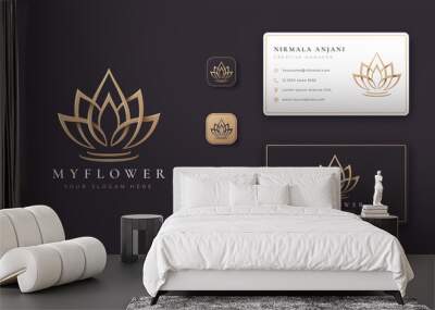 lotus flower logo and business card design Wall mural