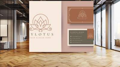 lotus flower logo and business card design Wall mural