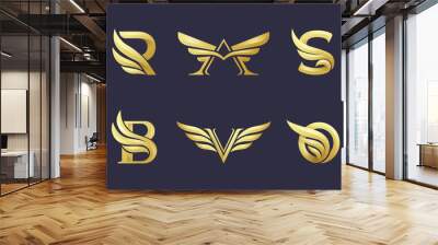 Monogram logo with wing element Wall mural