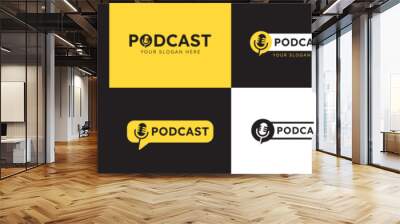 podcast bubble chat microphone logo Wall mural