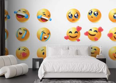 set 3d realistic emoji in various points of view design Wall mural