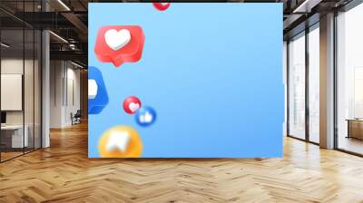 social media 3d icons background Wall mural