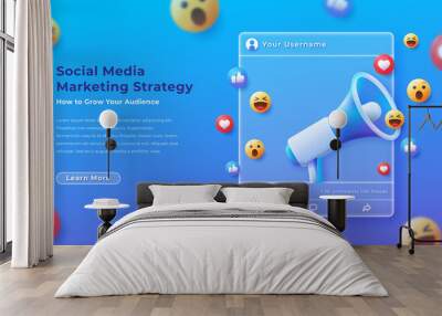 social media marketing illustration Wall mural