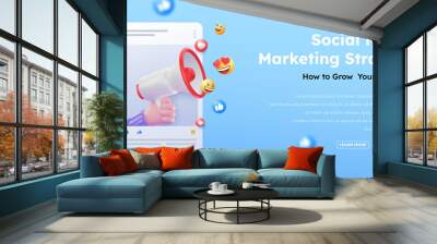 social media marketing illustration Wall mural