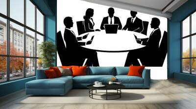 Business team meeting silhouette vector illustration Wall mural