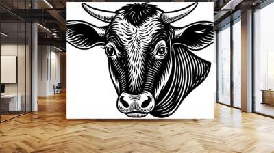 cow face silhouette vector illustration Wall mural