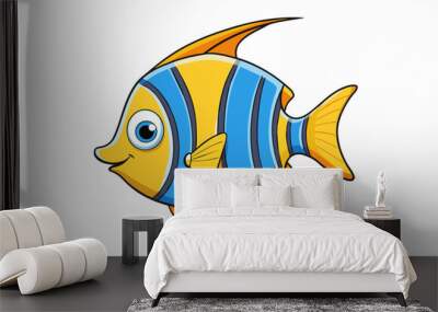 freshwater angelfish cartoon vector illustration Wall mural