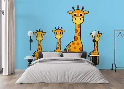 giraffe cartoon vector illustration Wall mural