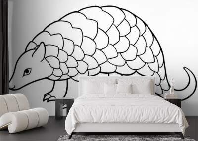 pangolin line art silhouette illustration Wall mural