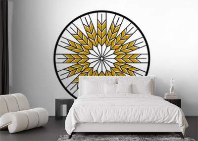 circle gold wheat symbol vector logo design Wall mural