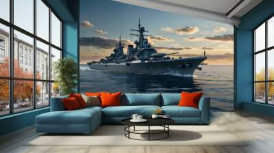 ship in the sea Wall mural